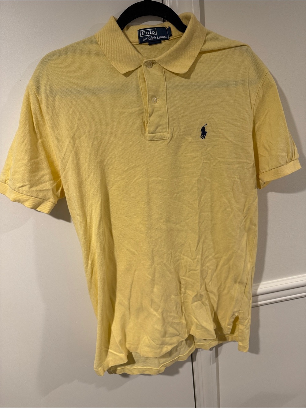 Polo by Ralph Lauren Men's Pale Yellow Polo with Navy Pony
